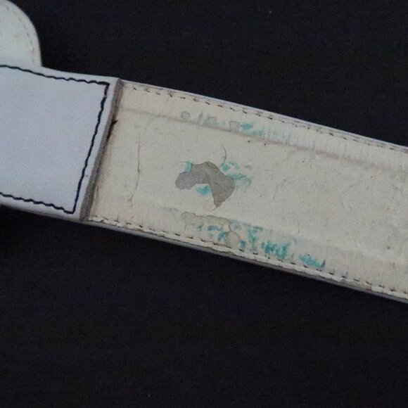 vtg SAINT LAURENT Rive Gauche white leather belt XS S - Picture 9 of 9